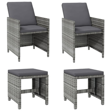 4-Delige Tuinstoelen- En Voetenbankenset Poly Rattan