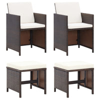 4-Delige Tuinstoelen- En Voetenbankenset Poly Rattan