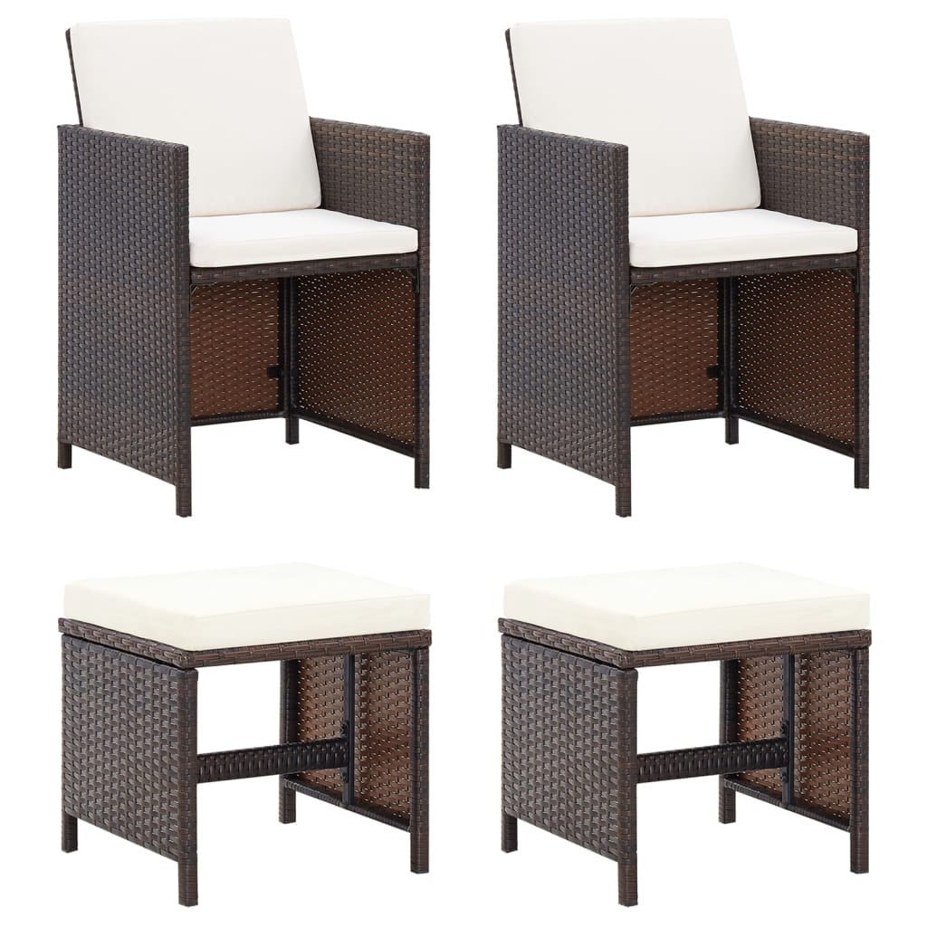 4-Delige Tuinstoelen- En Voetenbankenset Poly Rattan