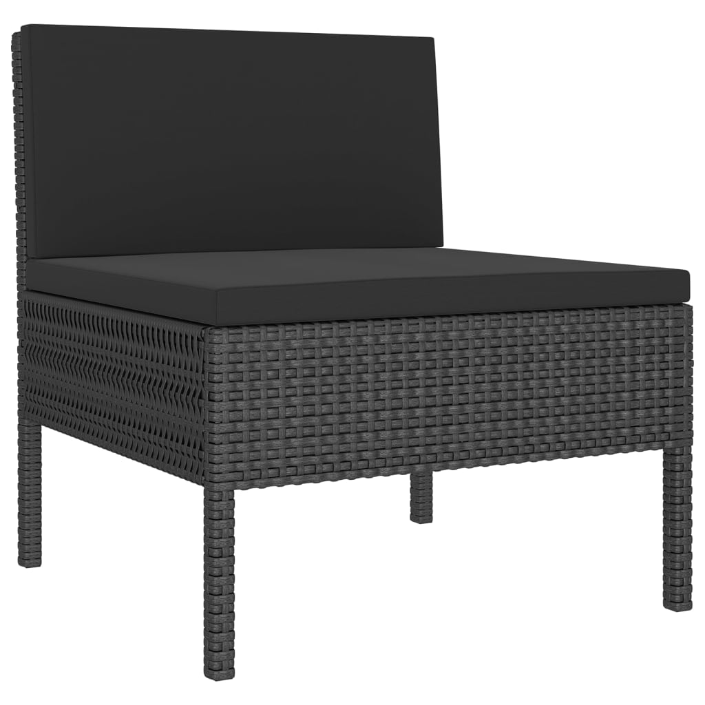 9-Delige Loungeset Met Kussens Poly Rattan Zwart