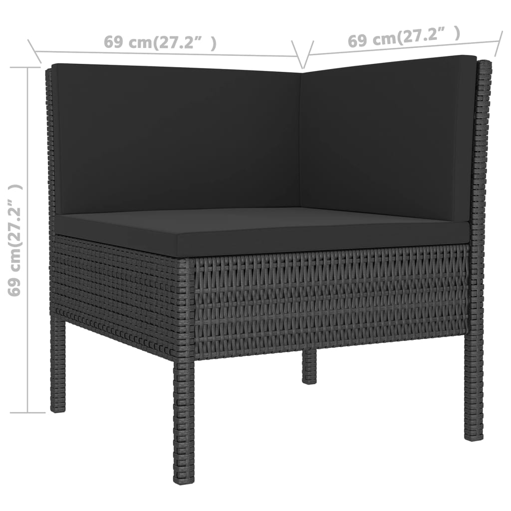 9-Delige Loungeset Met Kussens Poly Rattan Zwart