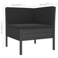 9-Delige Loungeset Met Kussens Poly Rattan Zwart