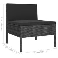 9-Delige Loungeset Met Kussens Poly Rattan Zwart