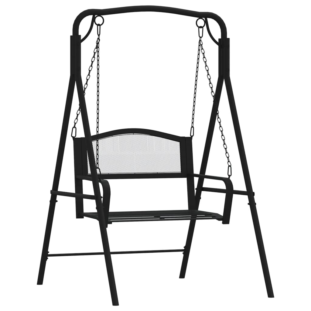 Schommelbank 124 Cm Staal Zwart Lichtgrijs