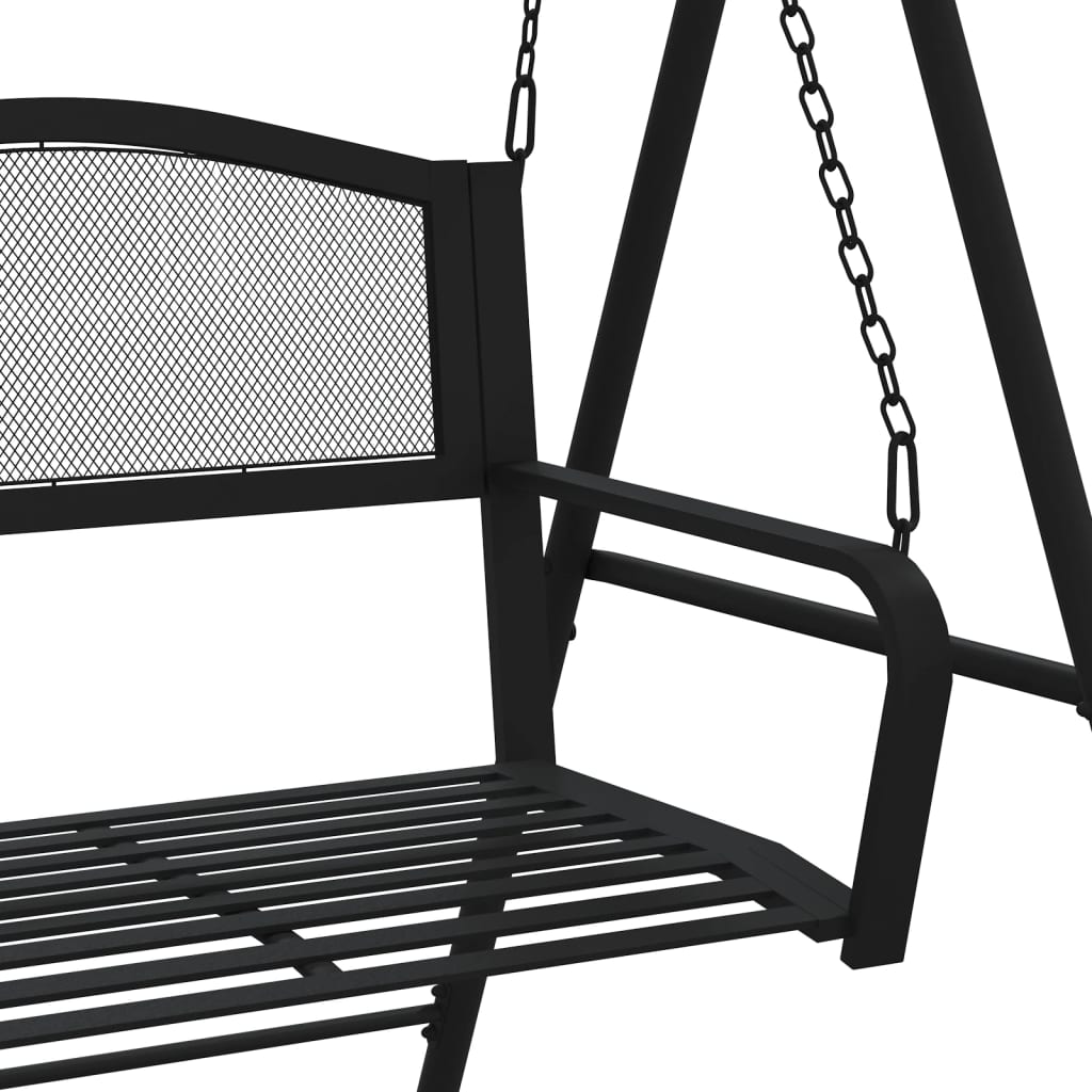 Schommelbank 124 Cm Staal Zwart Lichtgrijs