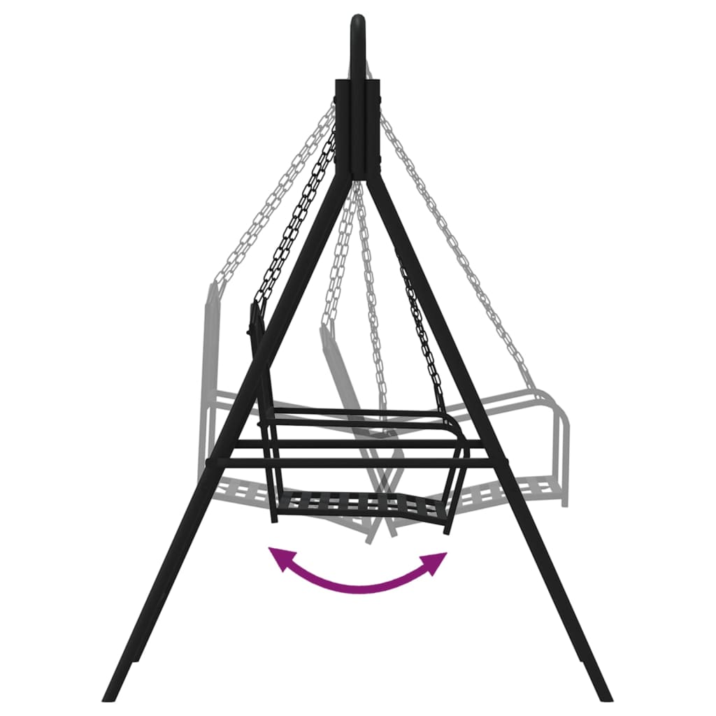 Schommelbank 124 Cm Staal Zwart Lichtgrijs