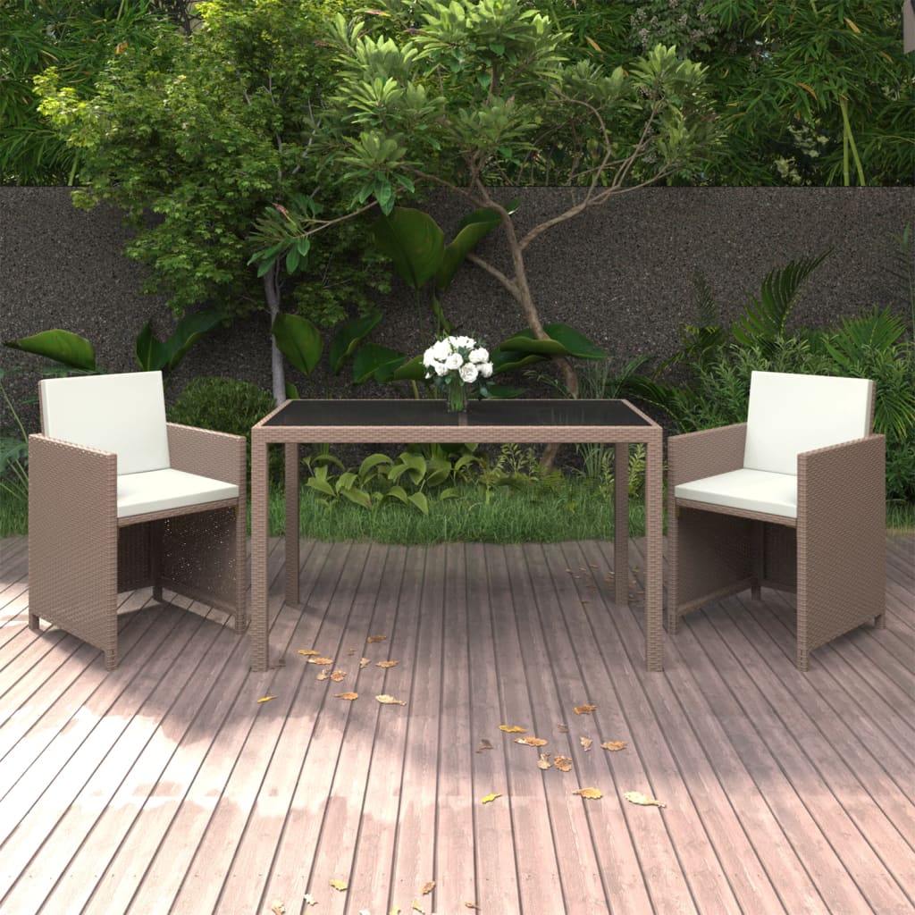 3-Delige Tuinset Met Kussens Poly Rattan