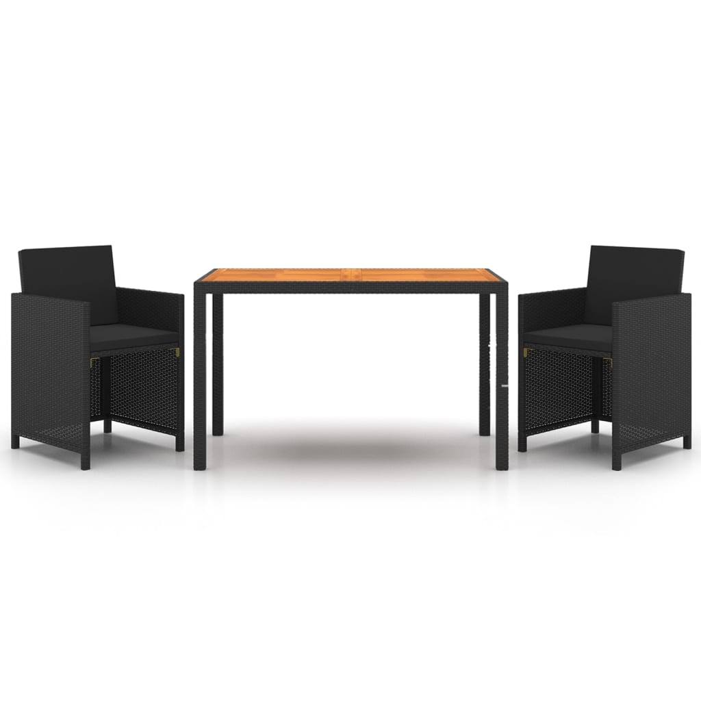 3-Delige Tuinset Met Kussens Poly Rattan