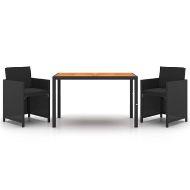 3-Delige Tuinset Met Kussens Poly Rattan