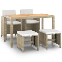 5-Delige Tuinset Met Kussens Poly Rattan