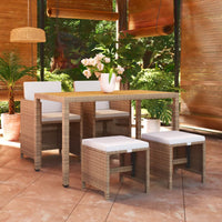 5-Delige Tuinset Met Kussens Poly Rattan