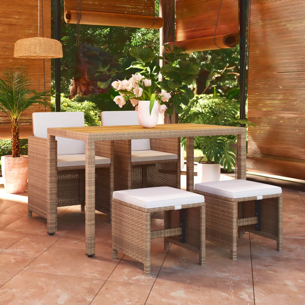 5-Delige Tuinset Met Kussens Poly Rattan