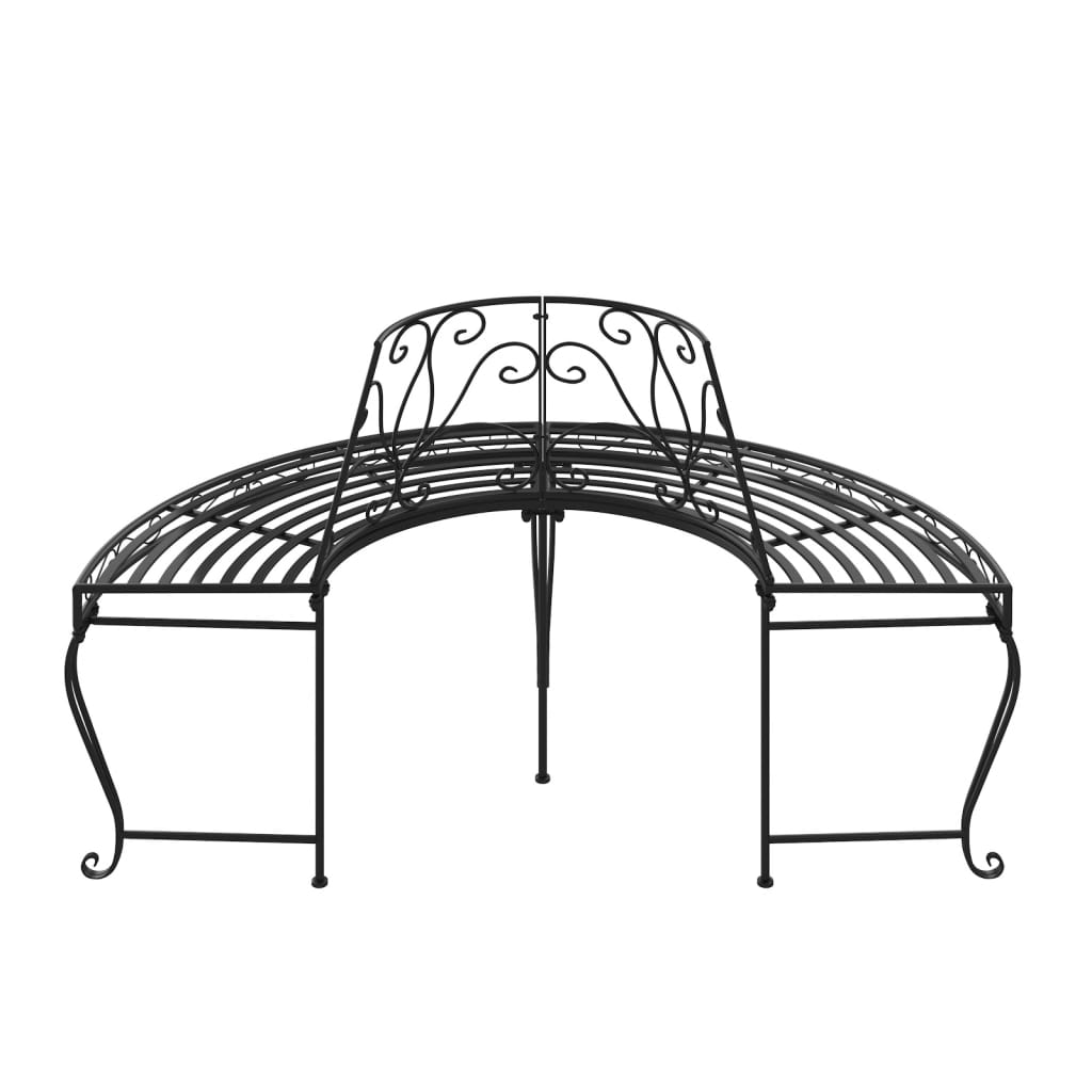 Boombanken 2 St Halfrond Ø160 Cm Staal Zwart