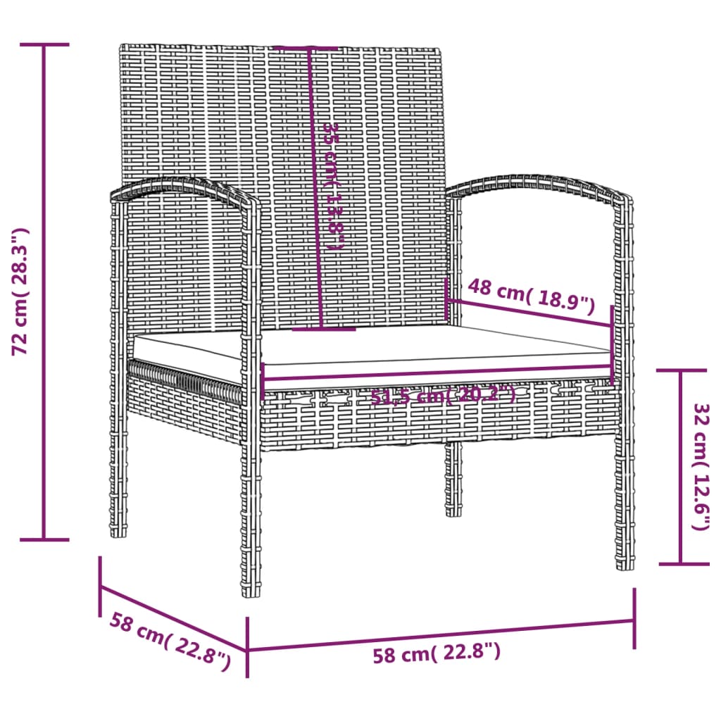 Loungeset Met Kussens Poly Rattan