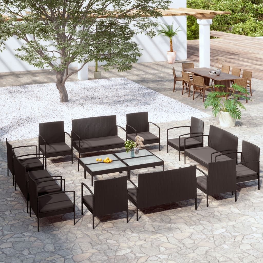 Loungeset Met Kussens Poly Rattan