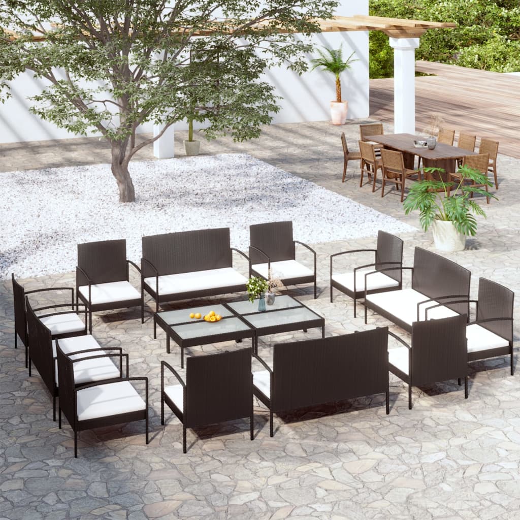 Loungeset Met Kussens Poly Rattan