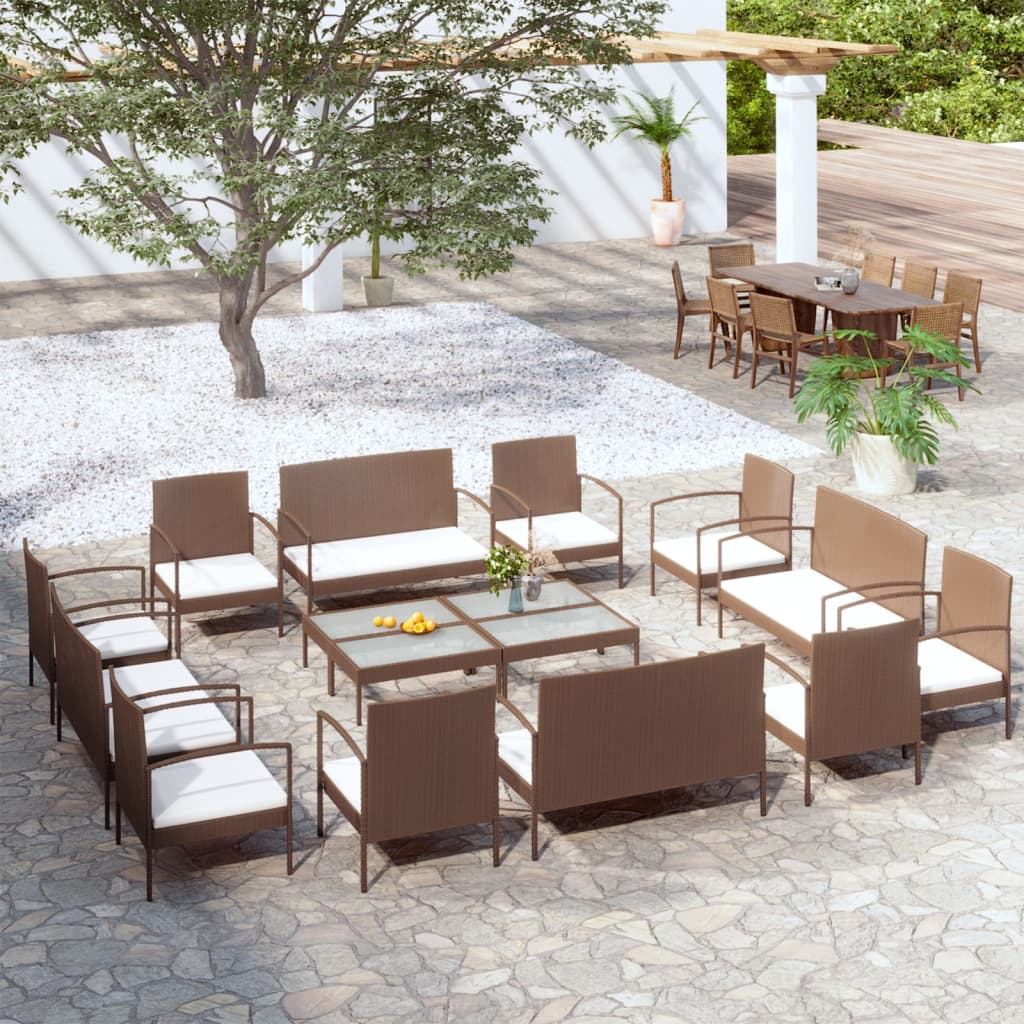Loungeset Met Kussens Poly Rattan