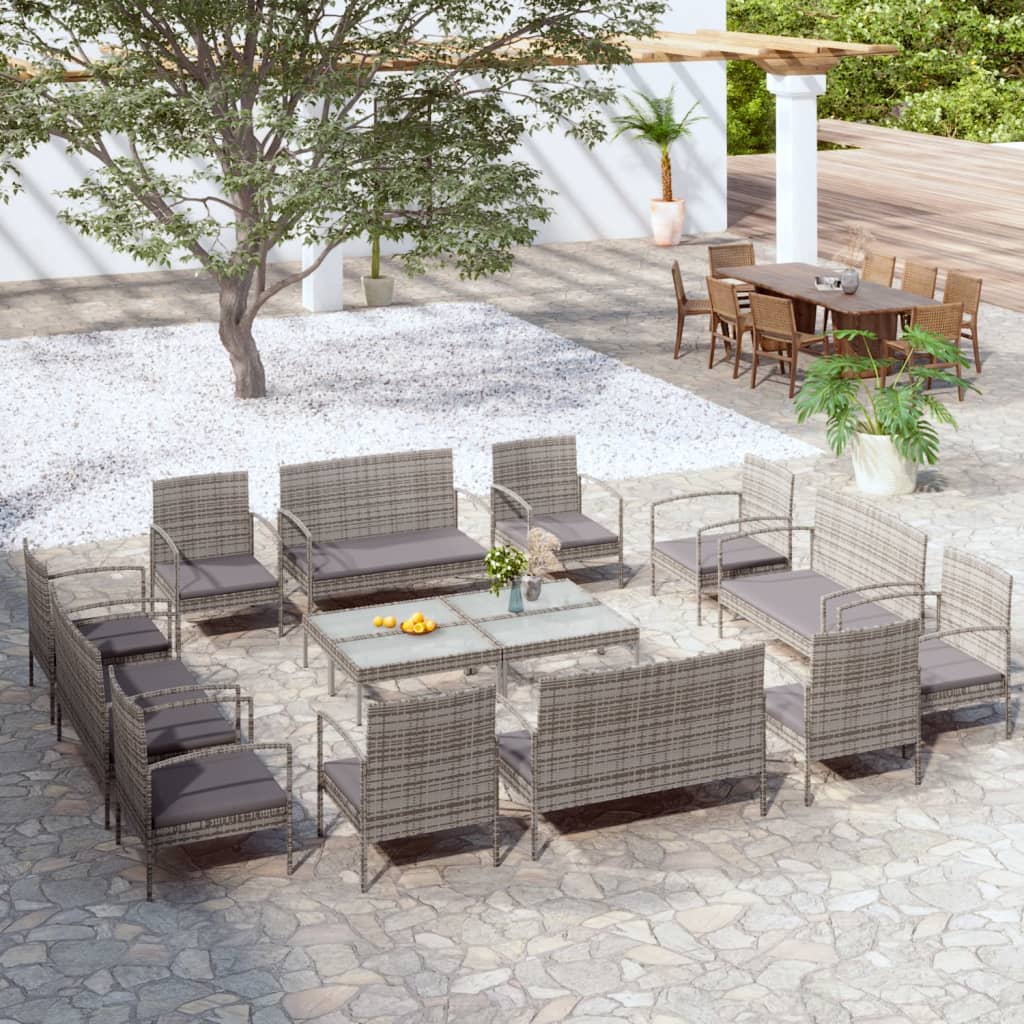 Loungeset Met Kussens Poly Rattan