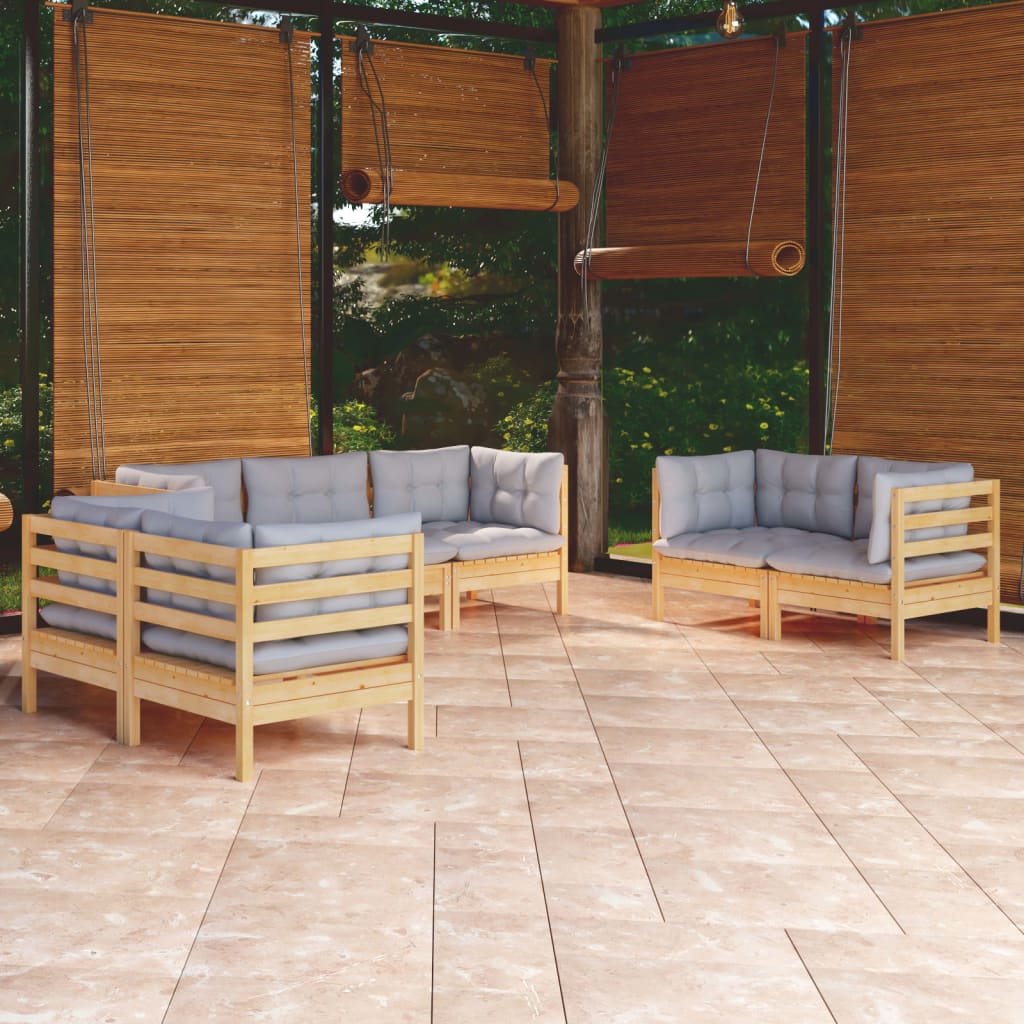 7-Delige Loungeset Met Kussens Massief Grenenhout