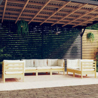 7-Delige Loungeset Met Kussens Massief Grenenhout