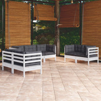7-Delige Loungeset Met Kussens Massief Grenenhout