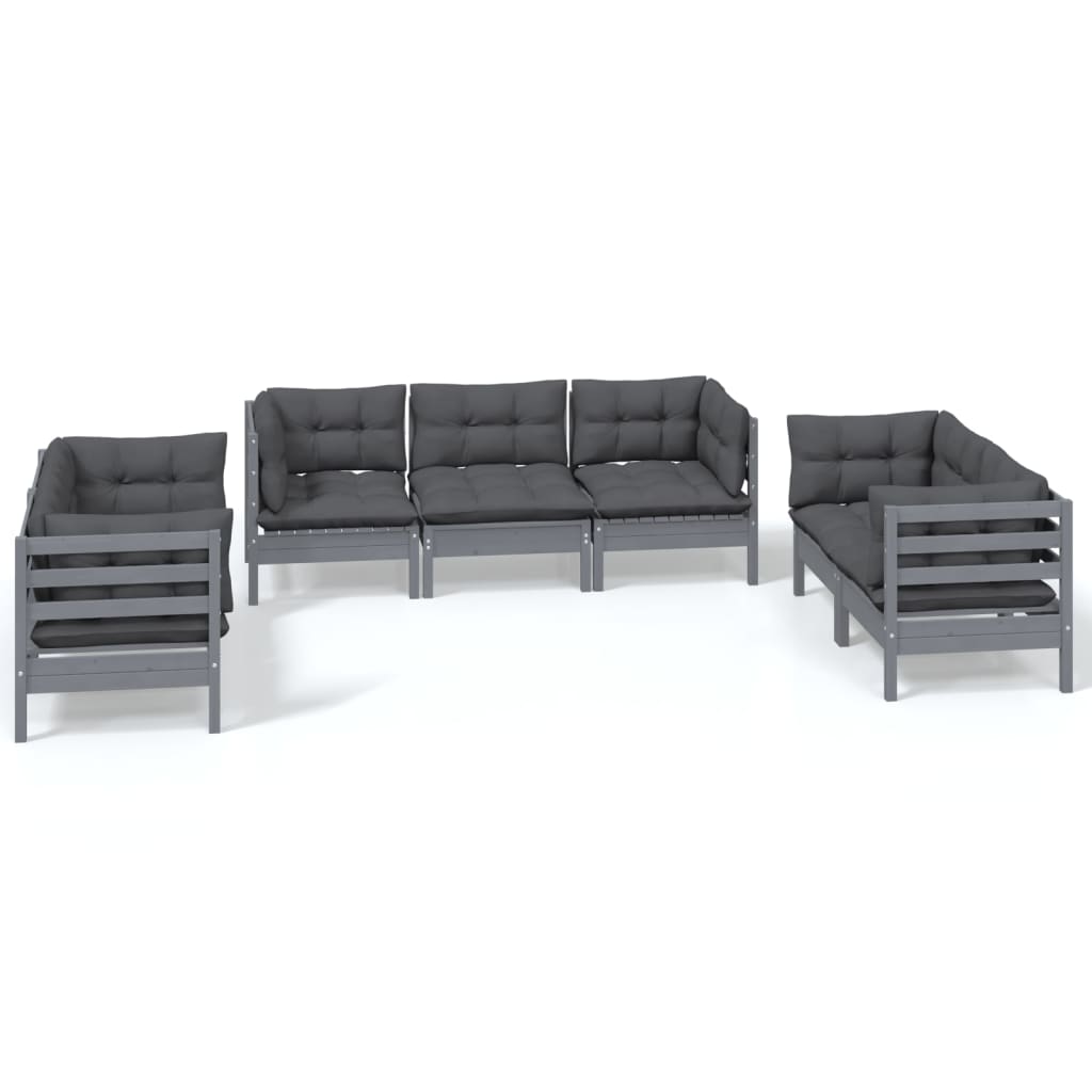 7-Delige Loungeset Met Kussens Massief Grenenhout