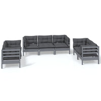 7-Delige Loungeset Met Kussens Massief Grenenhout
