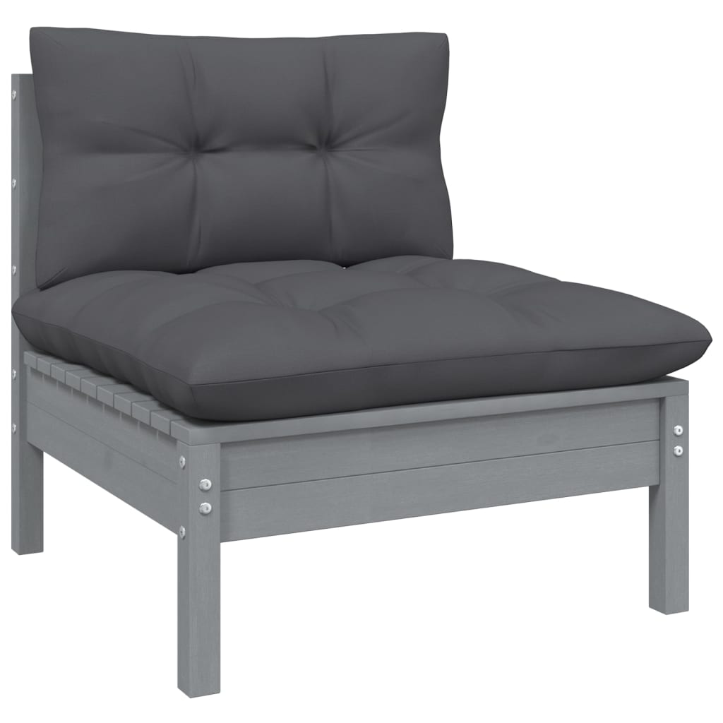 7-Delige Loungeset Met Kussens Massief Grenenhout