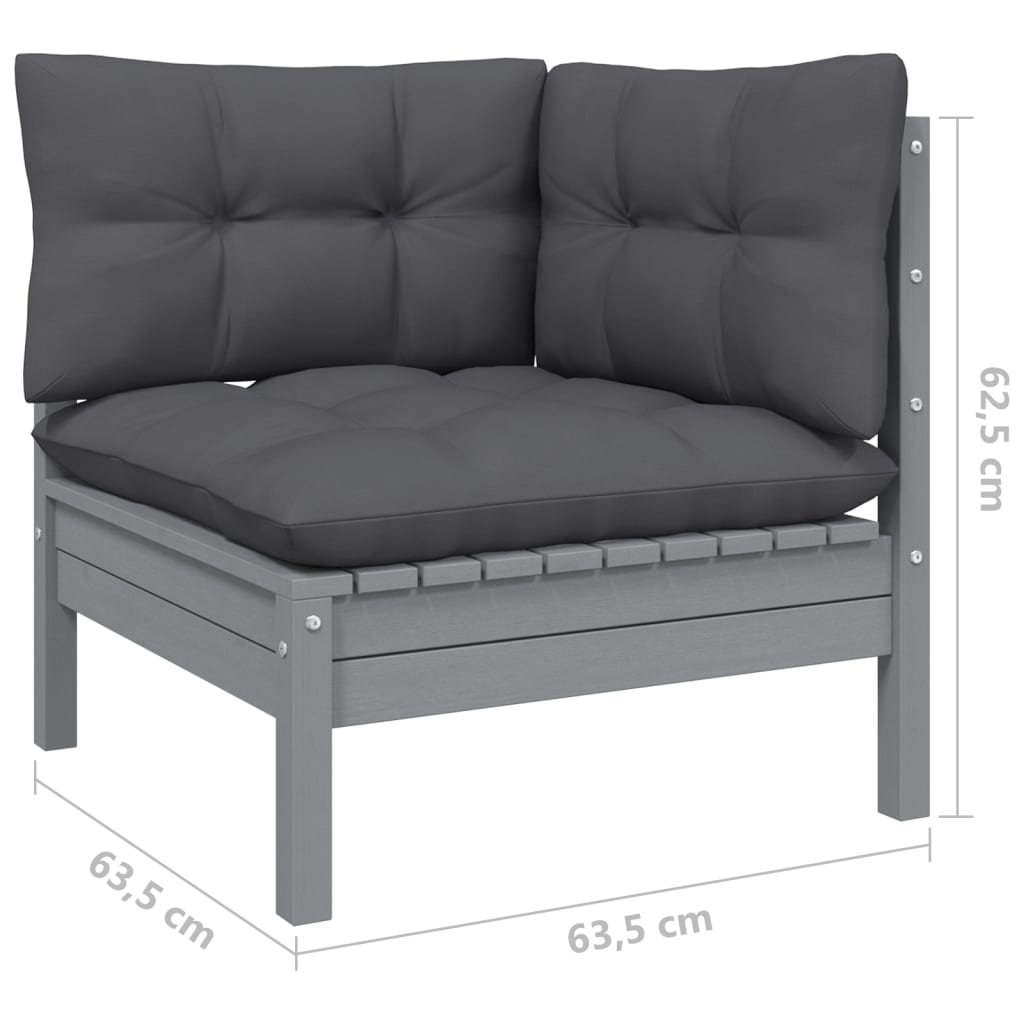 7-Delige Loungeset Met Kussens Massief Grenenhout