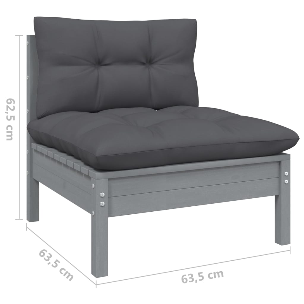 7-Delige Loungeset Met Kussens Massief Grenenhout