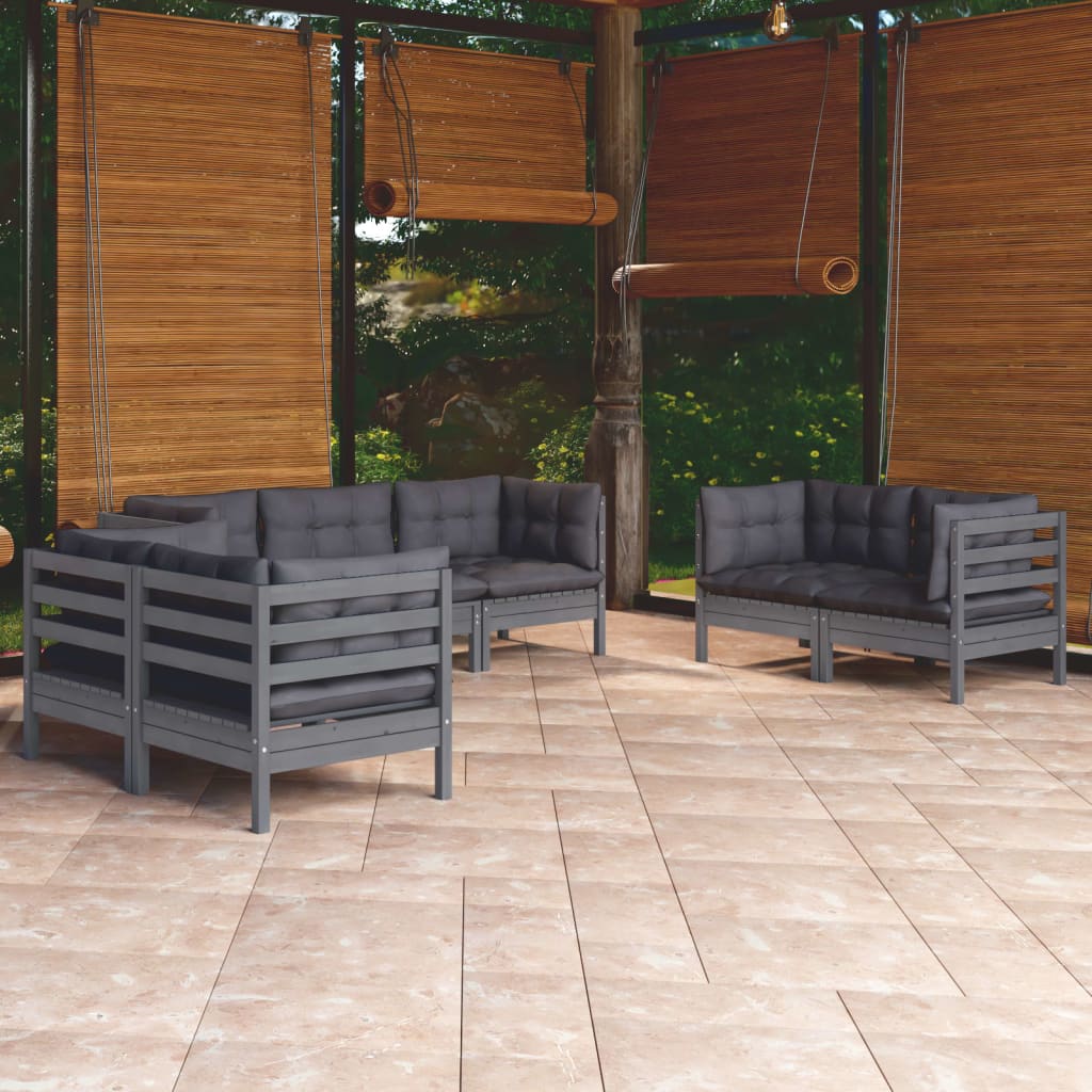 7-Delige Loungeset Met Kussens Massief Grenenhout