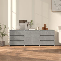 3-Delige Dressoirs Bewerkt Hout Artisanaal Eikenkleur