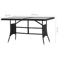 Tuintafel Poly Rattan Zwart