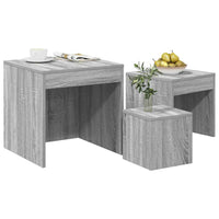 3-Delige Tafeltjesset Bewerkt Hout Eikenkleurig