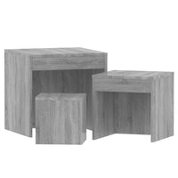3-Delige Tafeltjesset Bewerkt Hout Eikenkleurig