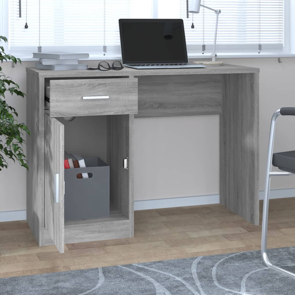 Bureau Met Kast En Lade 100X40X73 Cm Bewerkt Hout