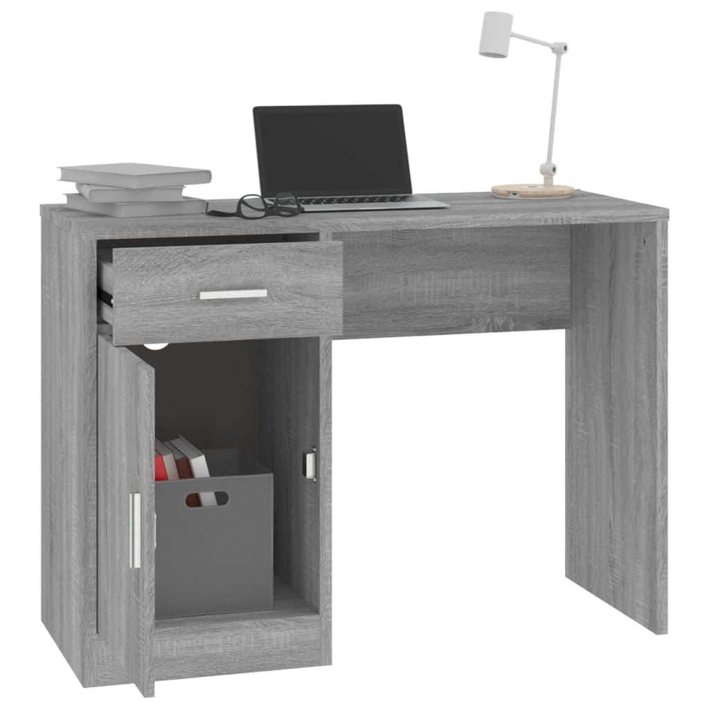 Bureau Met Kast En Lade 100X40X73 Cm Bewerkt Hout
