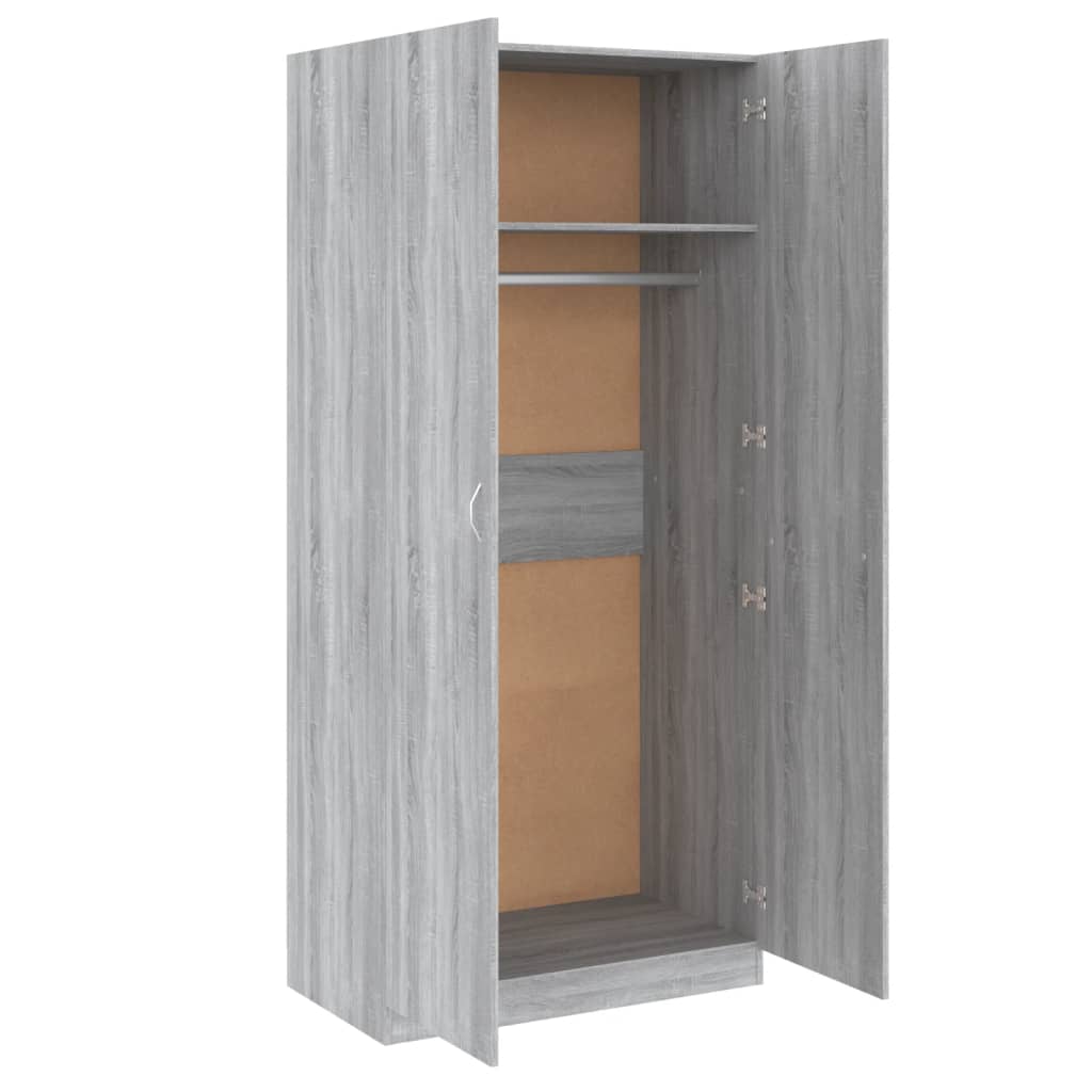 Kledingkast 90X52X200 Cm Bewerkt Hout Eikenkleurig