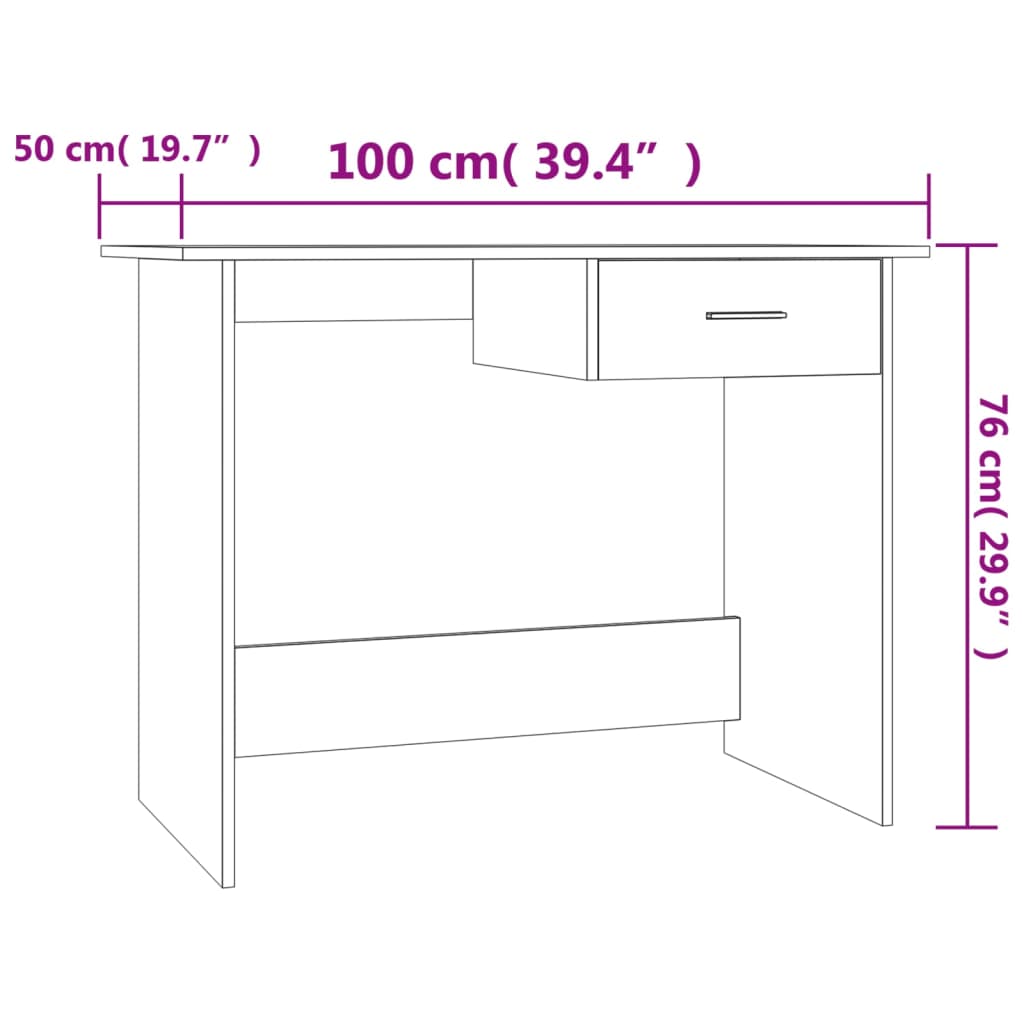 Bureau 100X50X76 Cm Bewerkt Hout Kleurig