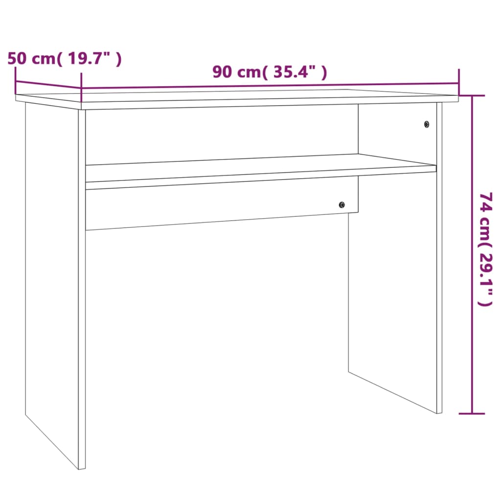 Bureau 90X50X74 Cm Bewerkt Hout Kleurig