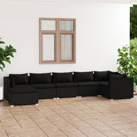 7-Delige Loungeset Met Kussens Poly Rattan