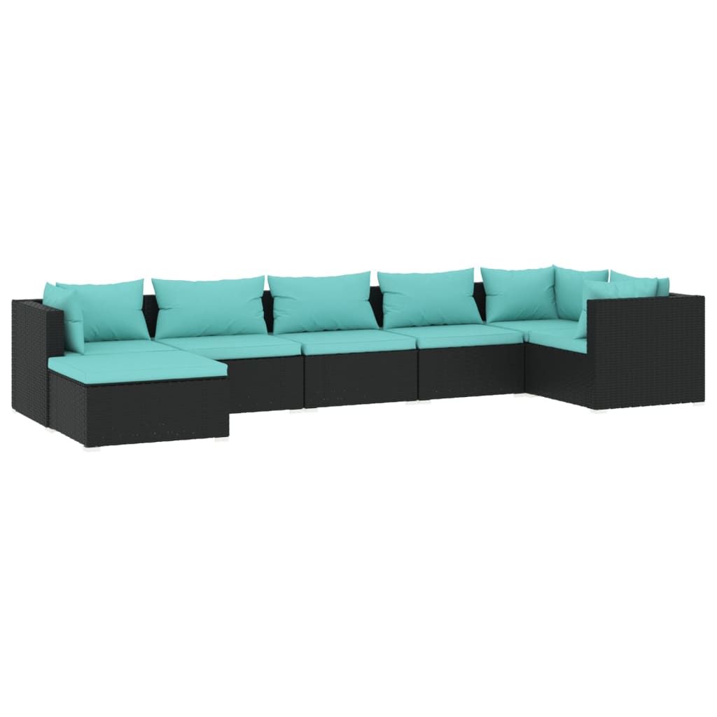 7-Delige Loungeset Met Kussens Poly Rattan