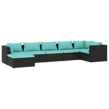7-Delige Loungeset Met Kussens Poly Rattan
