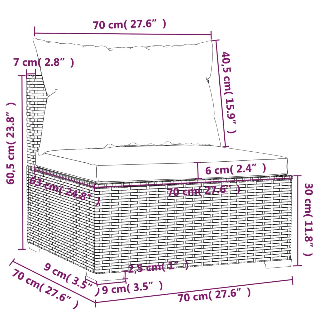 7-Delige Loungeset Met Kussens Poly Rattan
