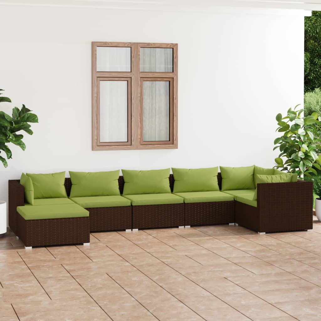 7-Delige Loungeset Met Kussens Poly Rattan