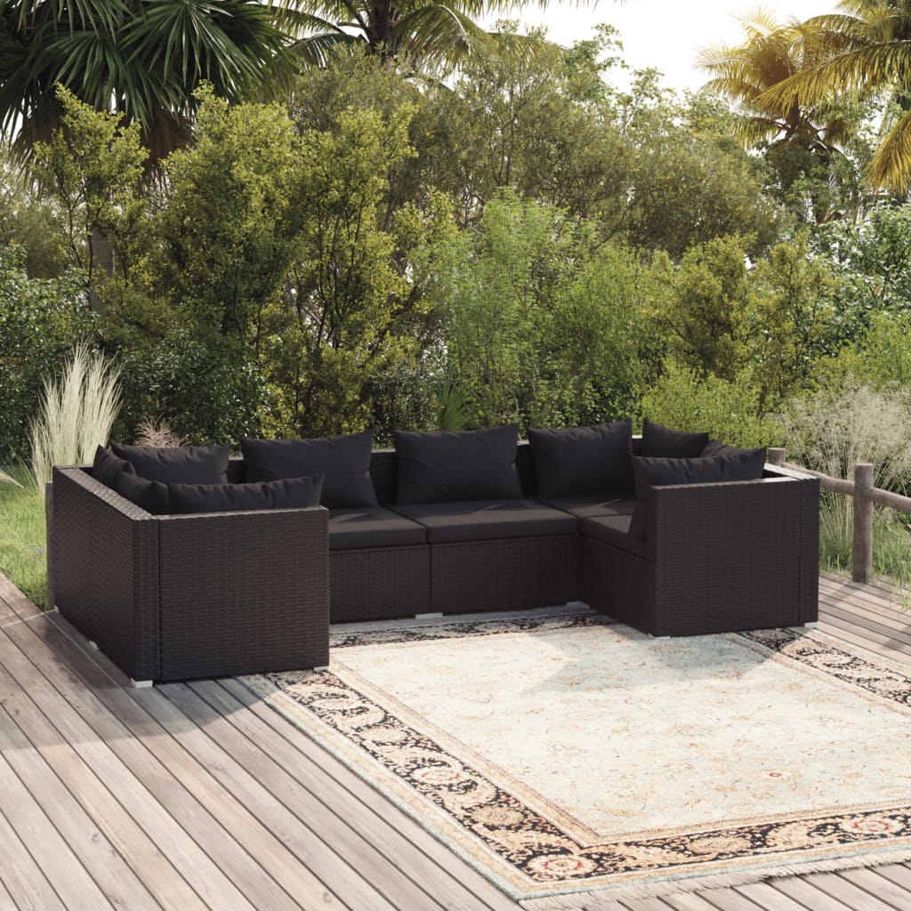 6-Delige Loungeset Met Kussens Poly Rattan