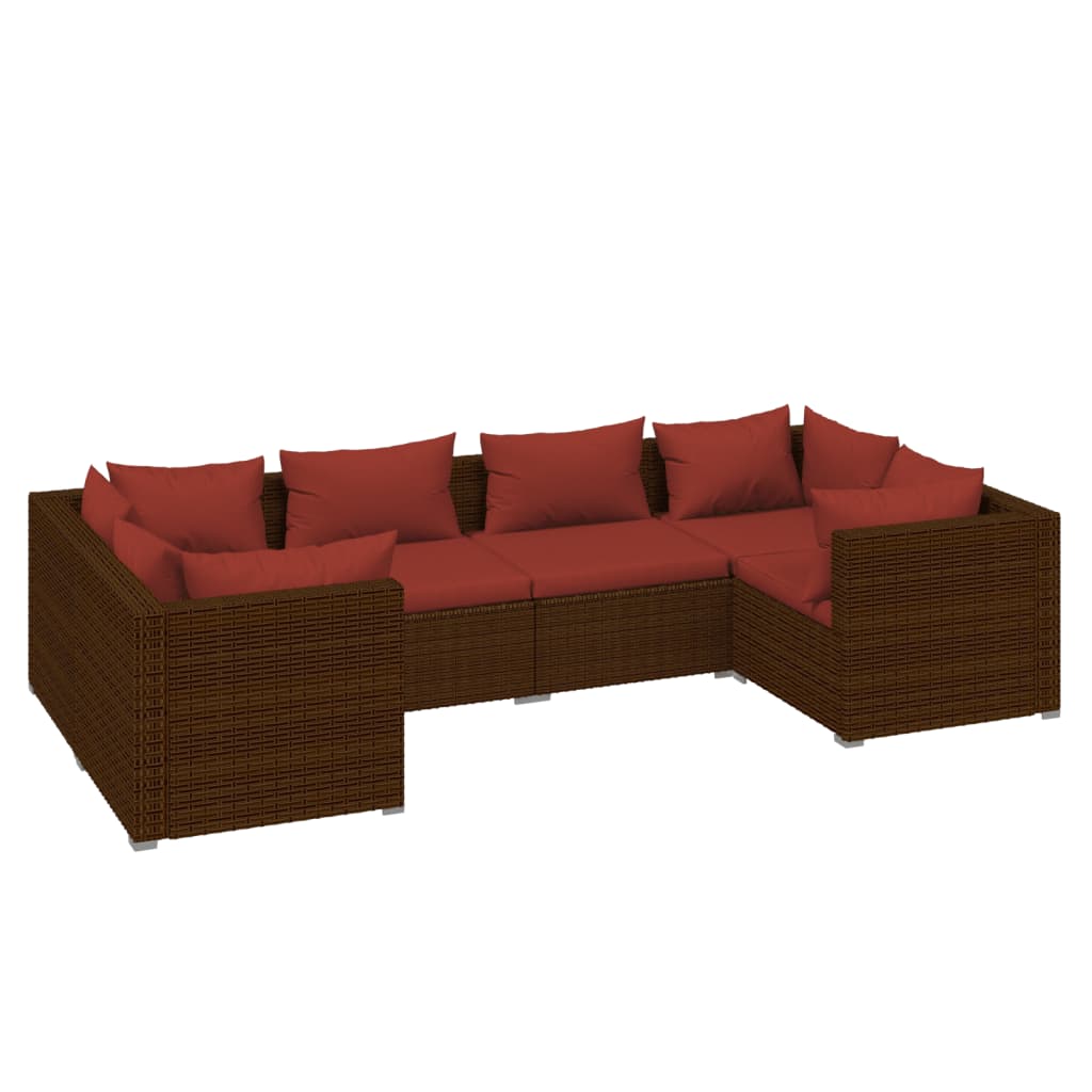 6-Delige Loungeset Met Kussens Poly Rattan