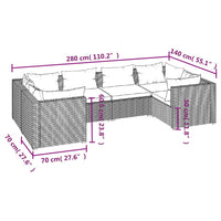 6-Delige Loungeset Met Kussens Poly Rattan