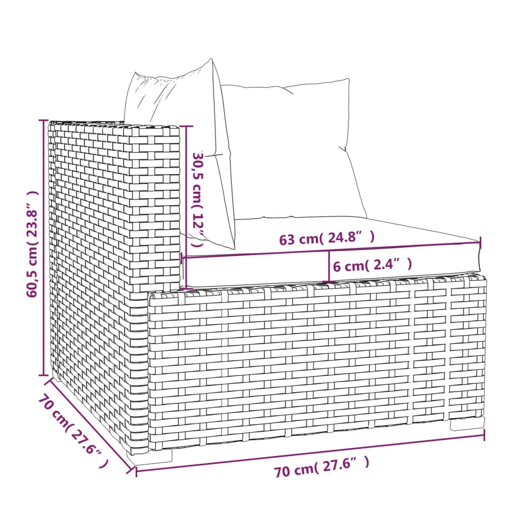 6-Delige Loungeset Met Kussens Poly Rattan
