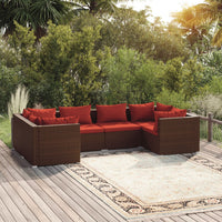 6-Delige Loungeset Met Kussens Poly Rattan